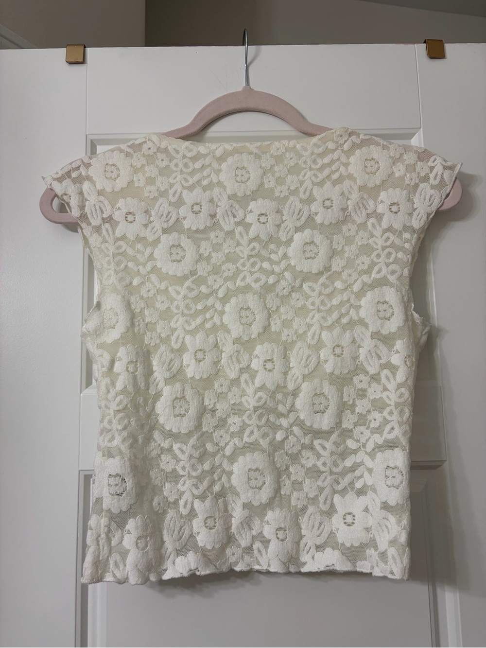 Reformation White Floral Lace Hendrix Knit Top X-Small - Picture 5 of 5
